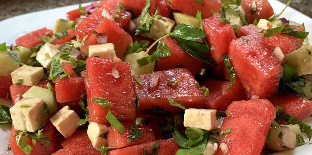 image for An Iftar Recipe for Ramadan: Lamb Kebabi with Watermelon, Cucumber, and Herb Salad